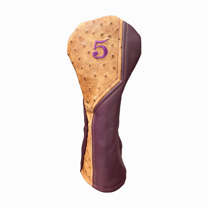 Rustic Ostrich with Pebbled Plum Leather