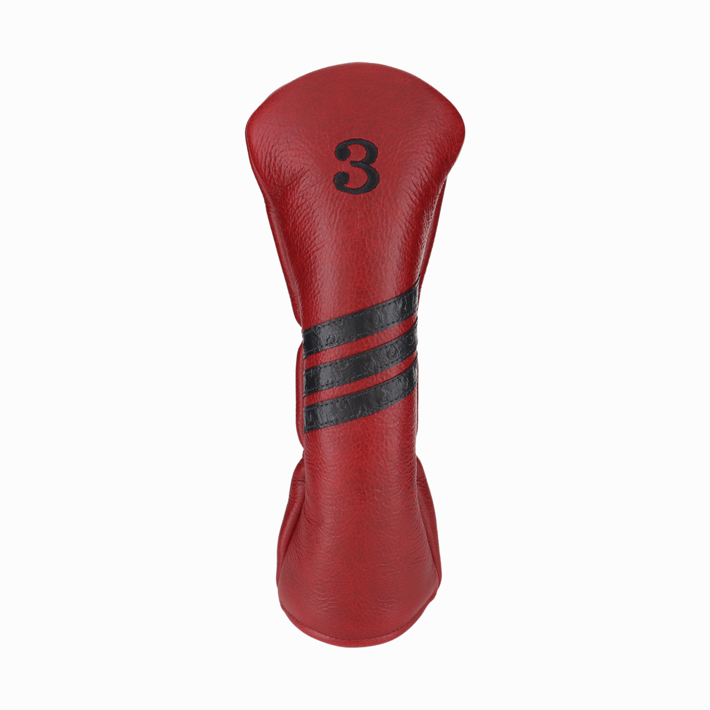 Black Ostrich with Pebbled Crimson Leather