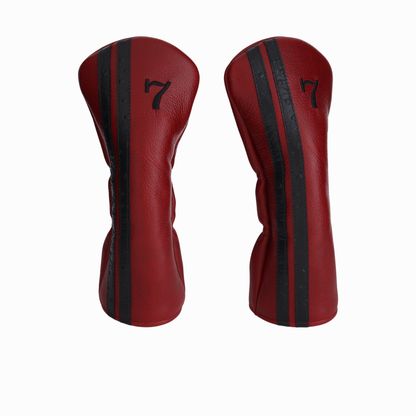 Black Ostrich with Pebbled Crimson Leather