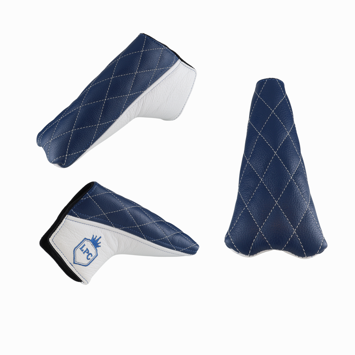 Pebbled Royal and Pebbled White Leather Quilted