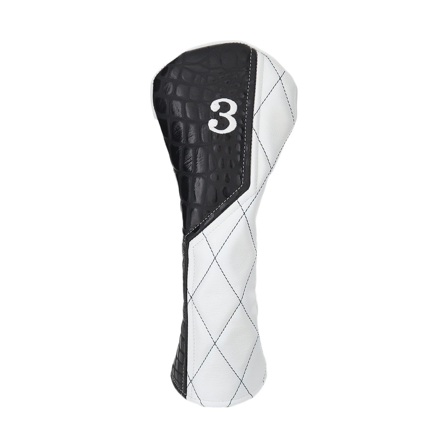 Matte Charcoal Croc with Quilted Smooth White Leather