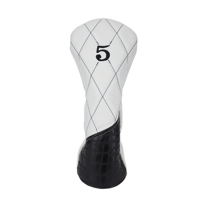 Matte Charcoal Croc with Quilted Smooth White Leather