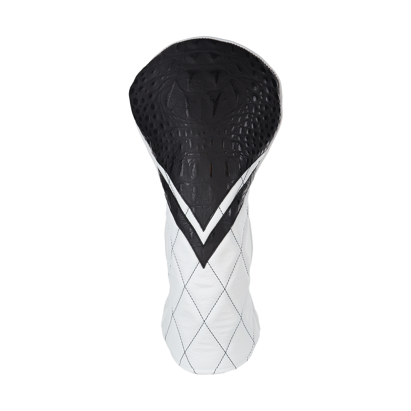Matte Charcoal Croc with Quilted Smooth White Leather