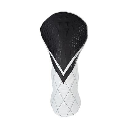 Matte Charcoal Croc with Quilted Smooth White Leather
