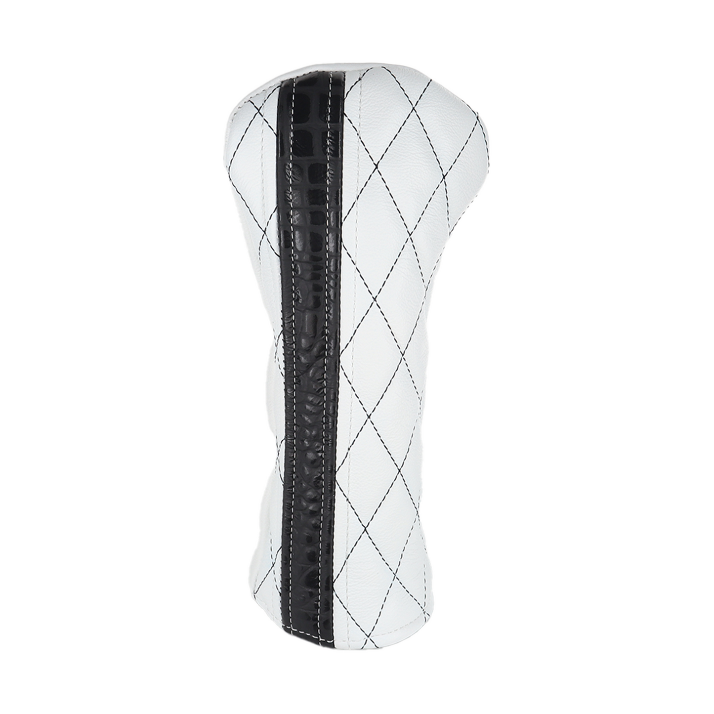 Matte Charcoal Croc with Quilted Smooth White Leather