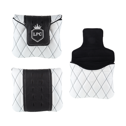 Matte Charcoal Croc with Quilted Smooth White Leather